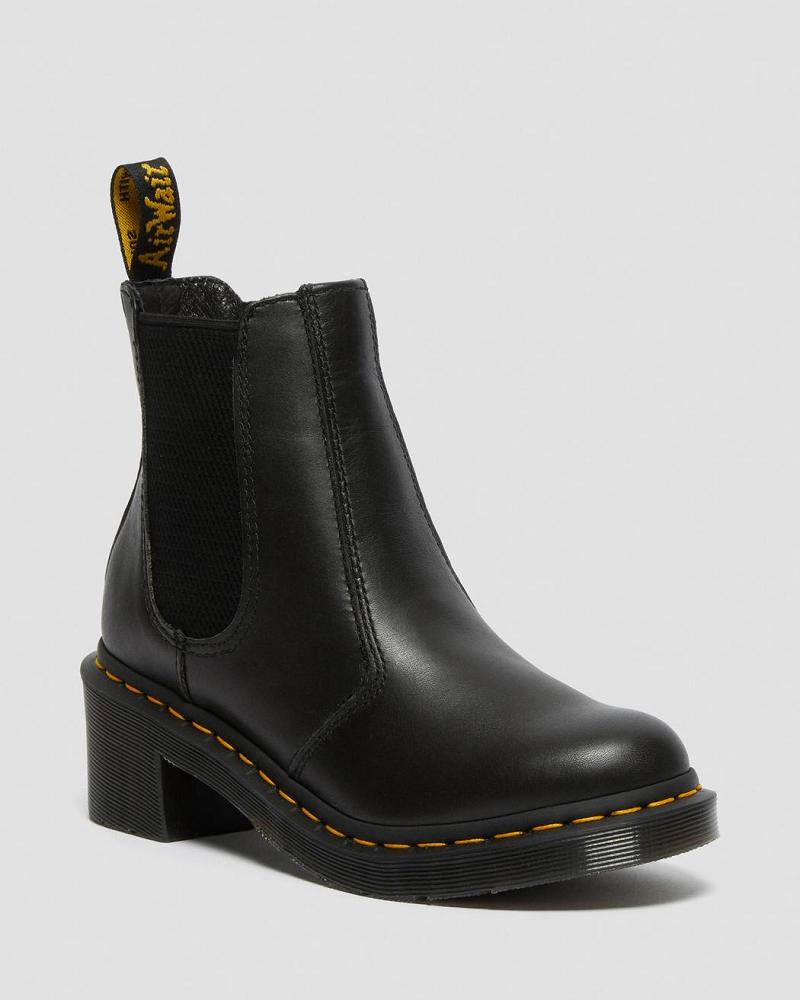 Dr Martens Cadence Læder Hæl Støvler med Hæl Dame Sort | DK 136UZG